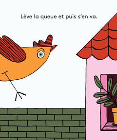 Une poule sur un mur