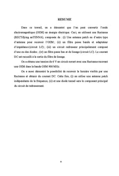 Contribution à l'étude du Rectenna pour conversion d'énergies