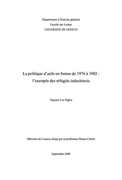 La politique d'asile en Suisse de 1976 à 1982