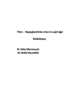 Hypoglycémies du sujet âgé diabétique