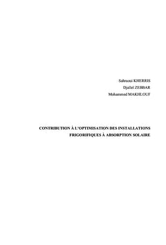 Contribution à l'optimisation des installations frigorifiques