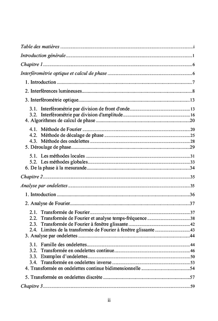 Analyse des images en métrologie optique par ondelettes
