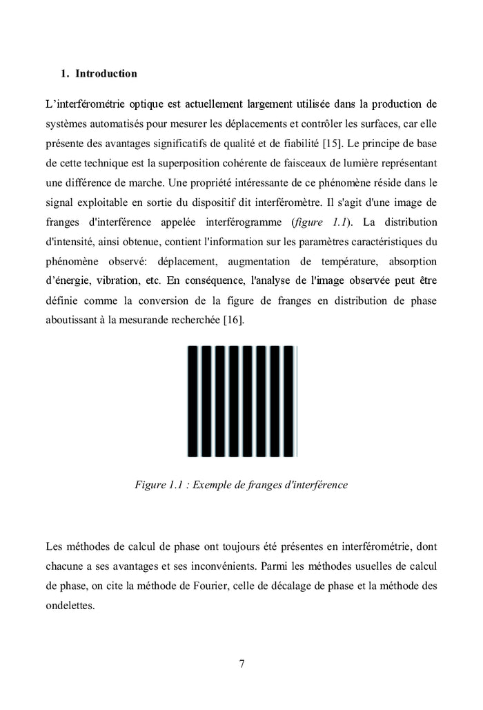 Analyse des images en métrologie optique par ondelettes