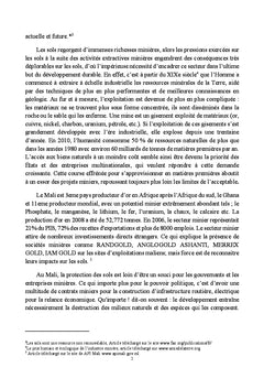 La protection des sols en DIE face à l'exploitation minière au Mali