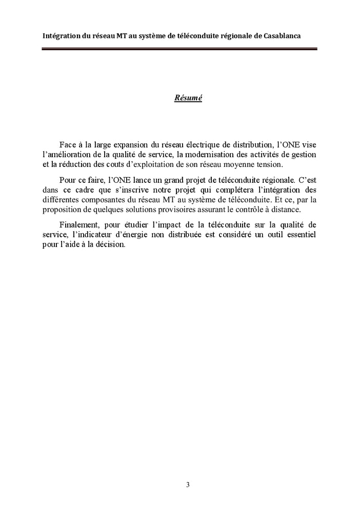 Intégration du réseau MT au système de téléconduite