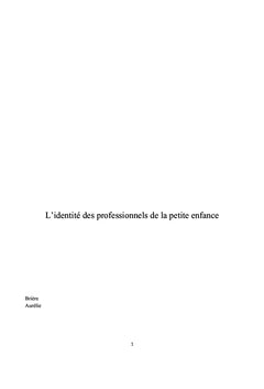L'identite des professionnels de la petite enfance
