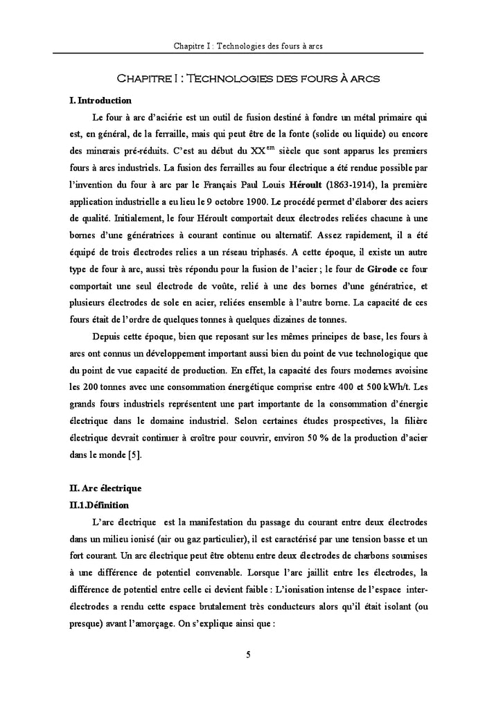 Les fours à arc électrique