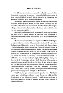 L'information meteorologique en cote d'Ivoire, usages, appropriation et developpement durable