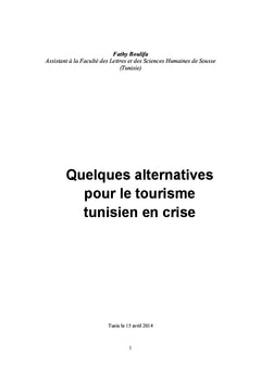 Quelques alternatives pour le tourisme tunisien en crise