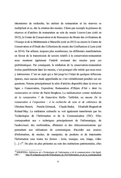 L'apport des TIC dans la mediation de la conservation-restauration