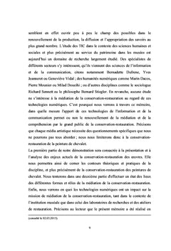 L'apport des TIC dans la mediation de la conservation-restauration