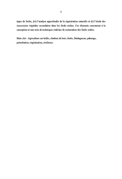 Resilience des forets malagasy aux pratiques humaines