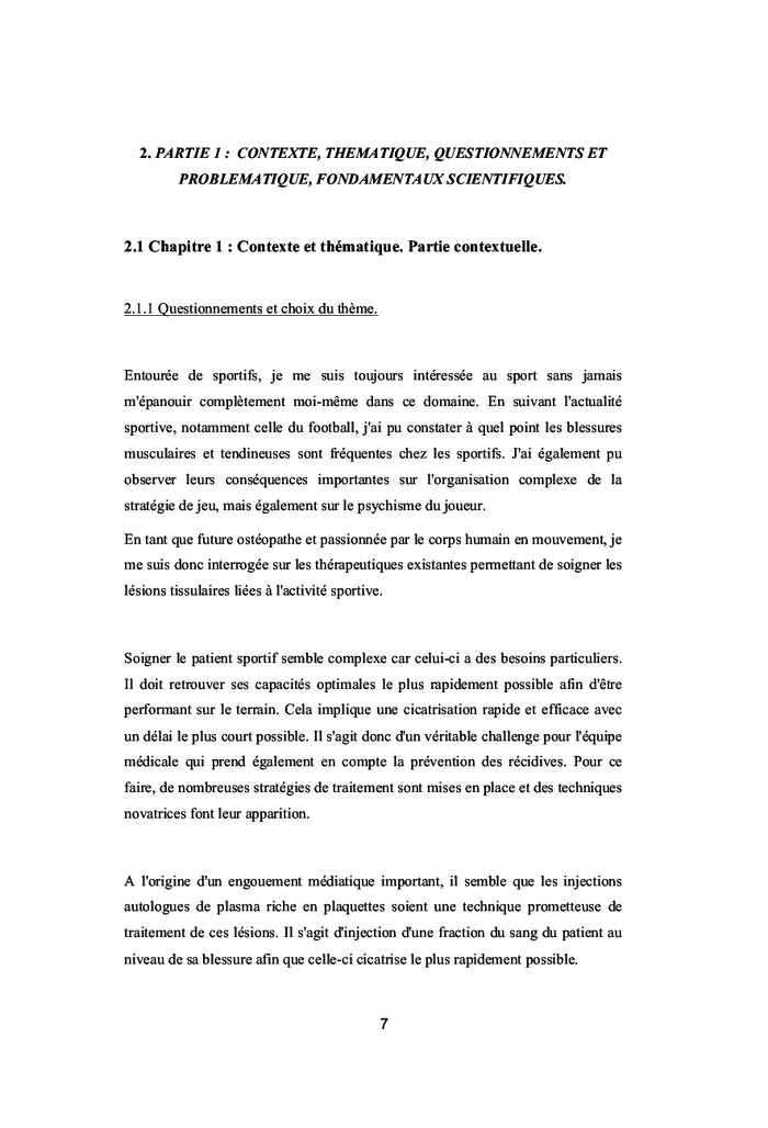 Intérêt des injections de plasma riche en plaquettes chez le sportif