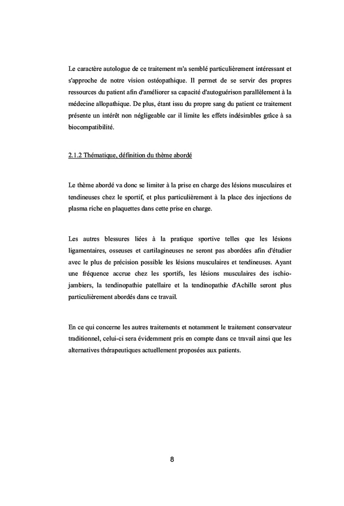 Intérêt des injections de plasma riche en plaquettes chez le sportif