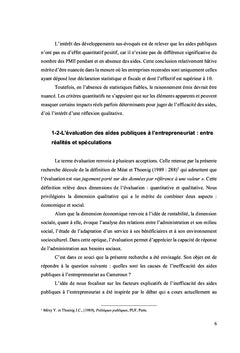 Essai d'évaluation des aides publiques publiques à l'entrepreneuriat