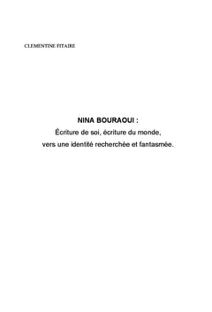 Nina Bouraoui : ecriture de soi, ecriture du monde