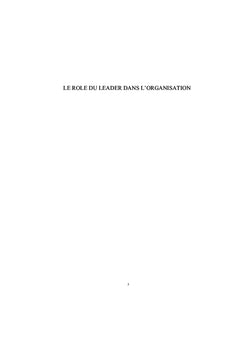Le rôle du leader dans l'organisation