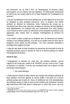 Leadership politique et aménagement du territoire au Cameroun