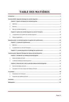 Le systeme de controle de gestion : Mise en place du tableau de bord