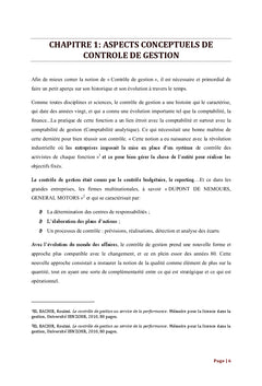 Le systeme de controle de gestion : Mise en place du tableau de bord