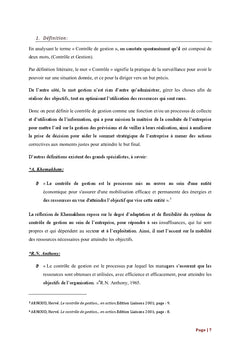 Le systeme de controle de gestion : Mise en place du tableau de bord