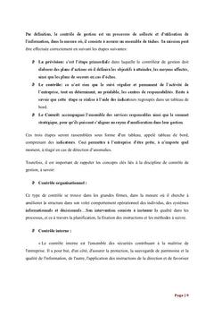 Le systeme de controle de gestion : Mise en place du tableau de bord