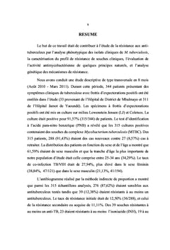 Tuberculose au Cameroun: Profil de resistance et apport des plantes