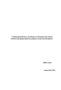 Analyses des epaules de volleyeurs versus non-lanceurs