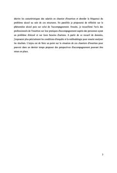 L'accompagnement et le problème d'alcool en chantier d'insertion
