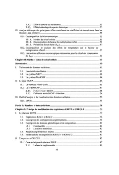 Analyse de quelques benchmarks experimentaux à eau légère
