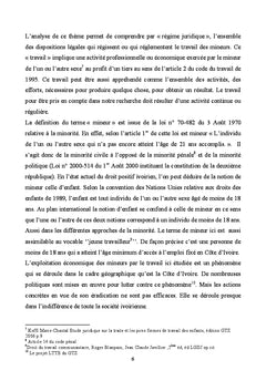 Le Regime juridique du travail des mineurs en cote d'Ivoire