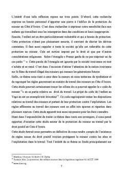 Le Regime juridique du travail des mineurs en cote d'Ivoire