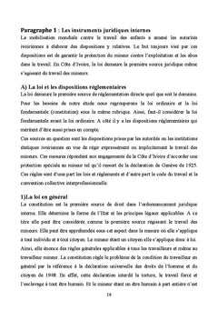 Le Regime juridique du travail des mineurs en cote d'Ivoire
