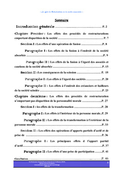 Les effets des restructurations des sociétés commerciales