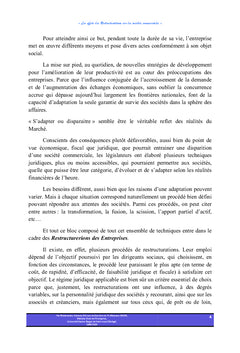 Les effets des restructurations des sociétés commerciales