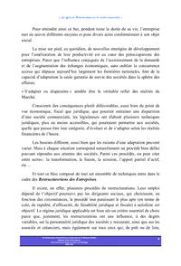 Les effets des restructurations des sociétés commerciales