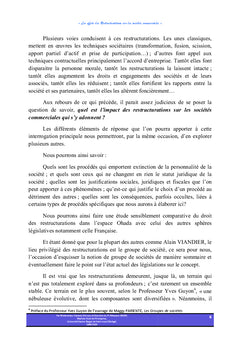 Les effets des restructurations des sociétés commerciales