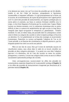 Les effets des restructurations des sociétés commerciales