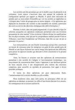 Les effets des restructurations des sociétés commerciales