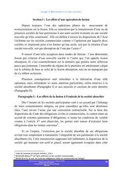 Les effets des restructurations des sociétés commerciales
