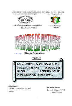 La société nationale de financement en côte d'ivoire de 1963 à 1980