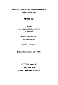 Industrialisation d'une PME