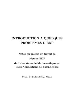 Introduction à quelques problèmes d'edp