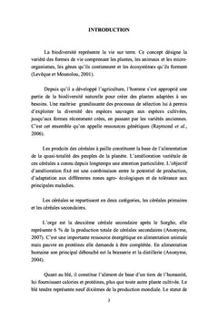 Diversité des génotypes d'orge et de blé tendre