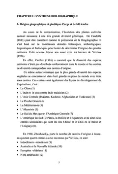 Diversité des génotypes d'orge et de blé tendre