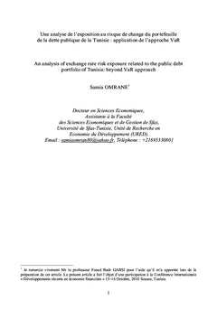 Gestion du risque de change en Tunisie: application de l'approche VaR