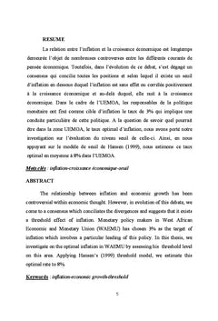Analyse de la relation inflation et croissance économique de l'uemoa