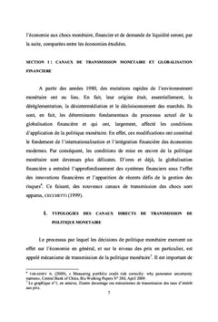 Les mécanismes de transmission monétaire, analyses théoriques