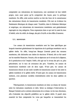 Les mécanismes de transmission monétaire, analyses théoriques
