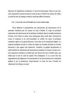 Les mécanismes de transmission monétaire, analyses théoriques